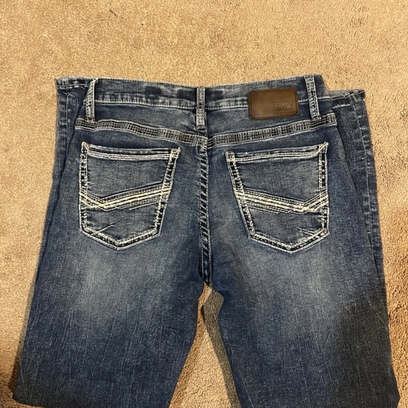 EUC BKE Jeans Men’s 32R 32x30 Jake Bootleg Blue Stretch Buckle Denim Pants - Picture 1 of 5